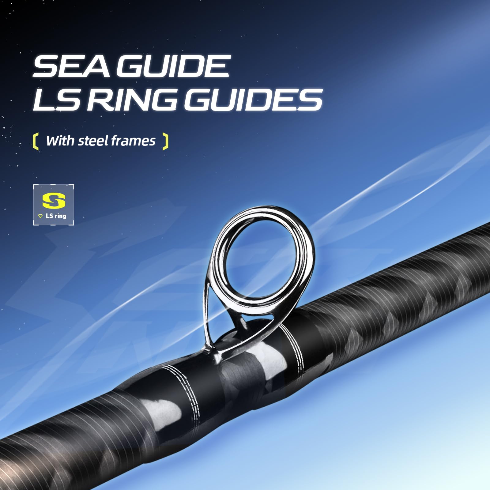 Serenity Lightweight One Piece Bass Fishing Rod - Seaguide LS Ring Guides, 40-Ton Carbon Fiber Blank, Full Carbon Monocoque Grip - High Sensitivity Spinning & Casting Rod for Freshwater & Saltwater Fishing - Perfect for Bass, Trout, and Walleye Anglers