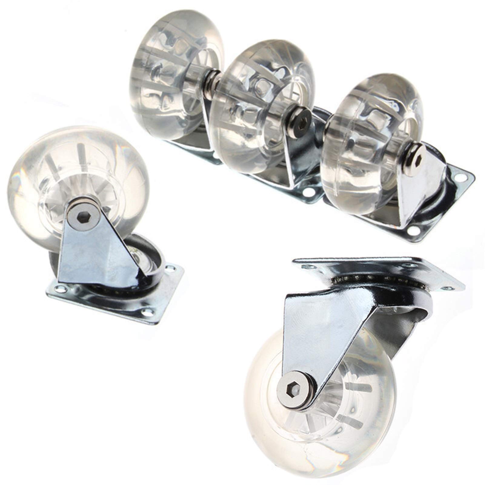 AIIOW Heavy Duty Transparent PU Caster Wheels - Universal Replacement Wheels for Office Chairs, Children's Cars & Furniture - Smooth Rolling & Noise Reducing Casters for Home, Office & Commercial Use