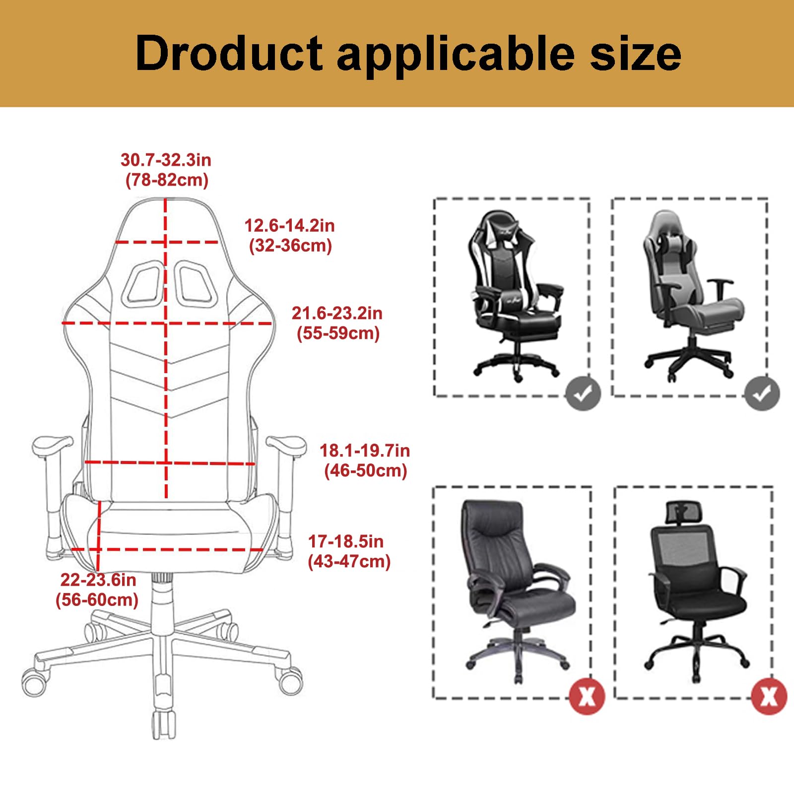 Stretchable Gaming Chair Cover with Armrest Covers - Universal Fit for Office & Computer Chairs - Breathable Seat Slipcover in Gray - Perfect for Home Office, Gaming Setup & Workspace Protection