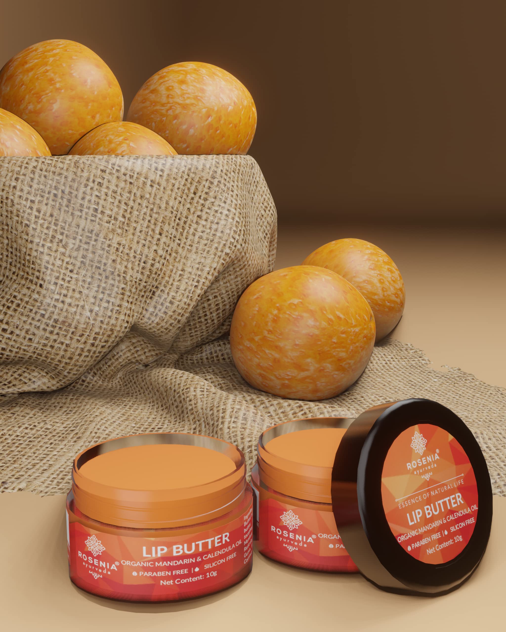 Organic Mandarin & Calendula Ayurvedic Lip Butter - UV Protection & Deep Hydration for Dry Lips | Natural Lip Care for Men & Women | Perfect for Outdoor Activities, Cold Weather & Daily Lip Care | 10g