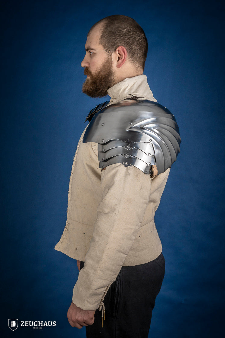 German Pauldrons 1.6mm Polished Steel - Medieval Armor Shoulder Protection for LARP, Cosplay & Renaissance Fairs | Historical Reenactment & Collectible Display