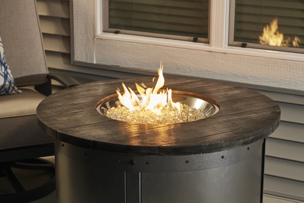 The Outdoor Greatroom Company Edison Round Gas Fire Pit Table - Outdoor Patio Heater for Backyard, Deck, and Garden - Perfect for Entertaining and Relaxing
