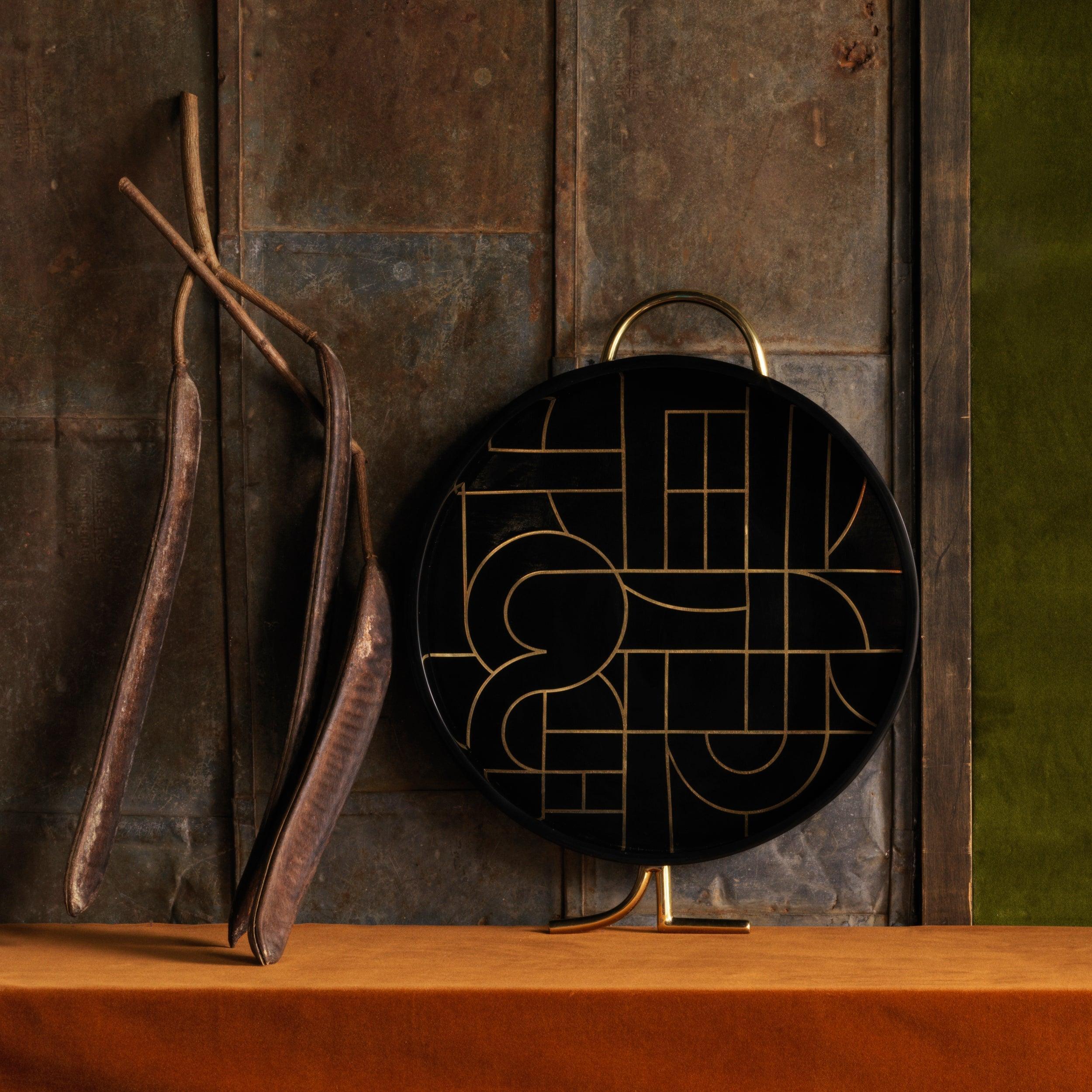 Kelly Behun Circuit Round Tray - Modern Decorative Serving Tray for Coffee Table, Dining, and Home Decor | Perfect for Entertaining Guests and Displaying Accessories
