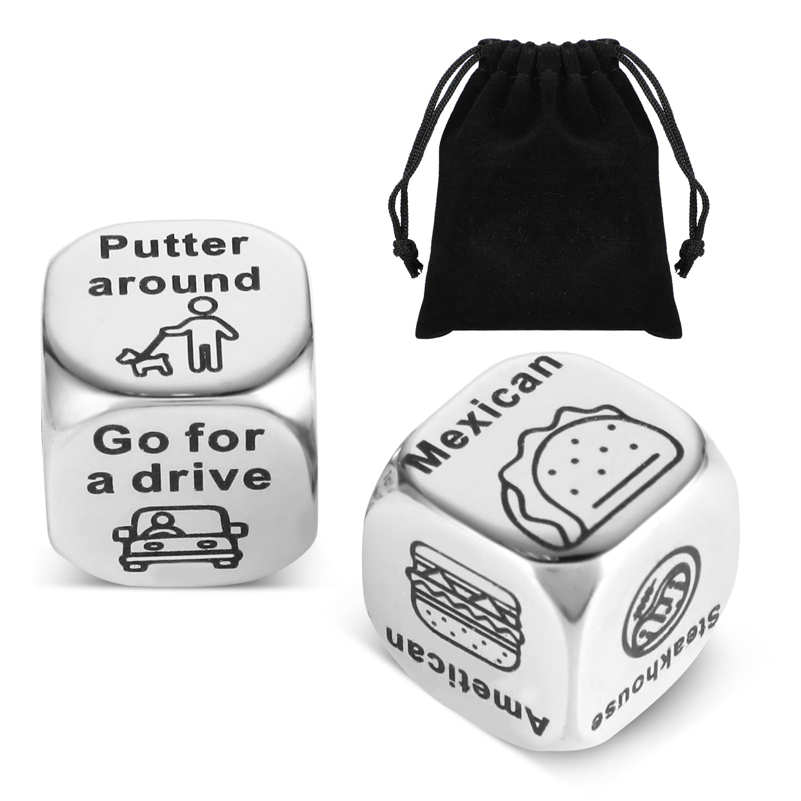 Grevosea 2-Piece Retirement Decision Dice Set - Fun Retirement Gift for Men & Women, Teachers, Employees - Steel Anniversary & Birthday Present for Him or Her - Perfect for Retirement Parties, Office Farewells & Milestone Celebrations