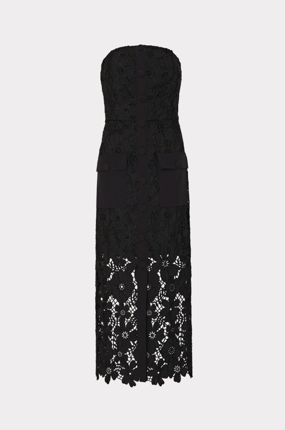 Adrienne Roja Elegant Black Lace Midi Dress for Women - Perfect for Cocktail Parties, Date Nights & Special Occasions