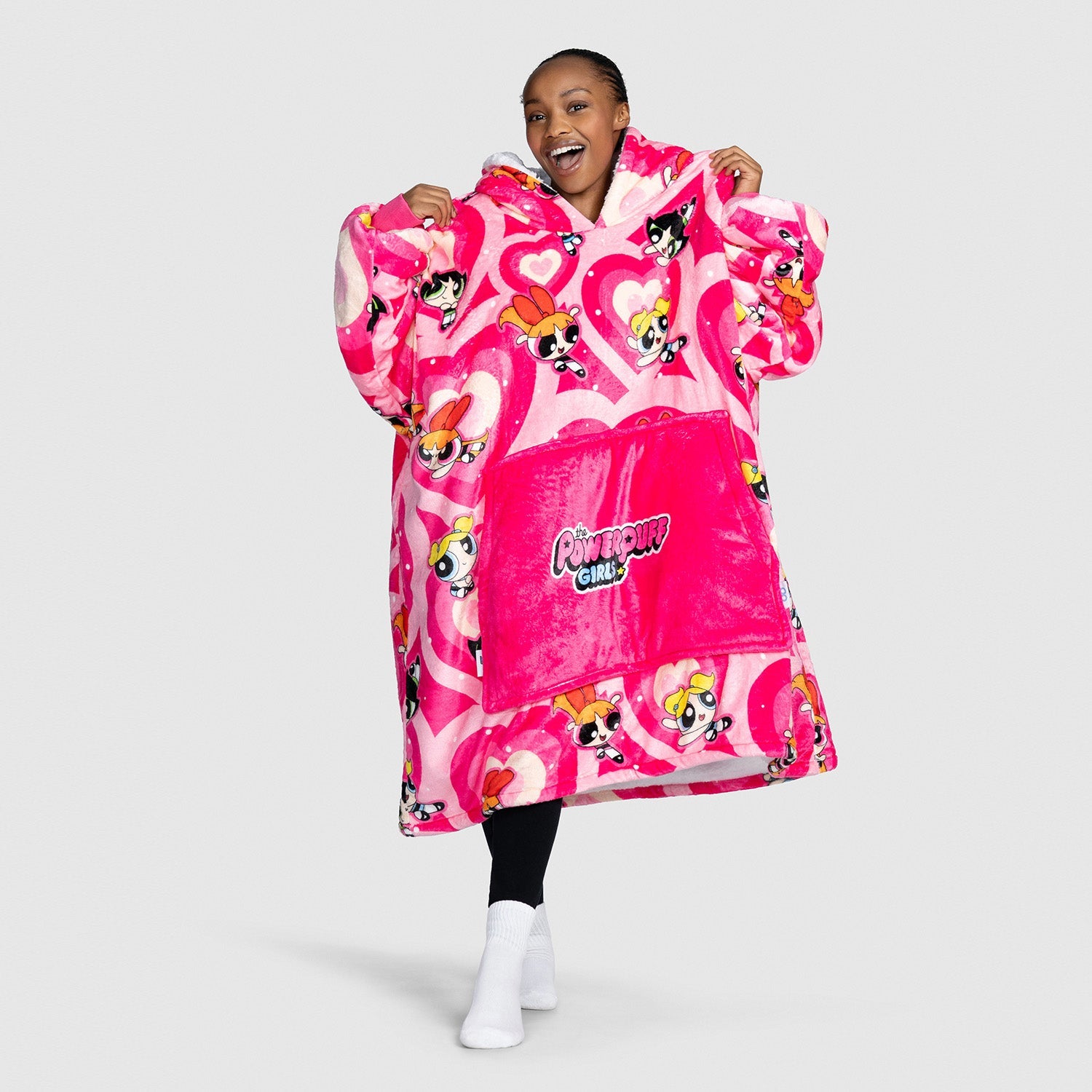 Powerpuff Girls Hooded Blanket Sweatshirt - Soft Fleece Wearable Blanket for Women & Kids - Cozy Lounge Wear for Winter, Movie Nights & Sleepovers