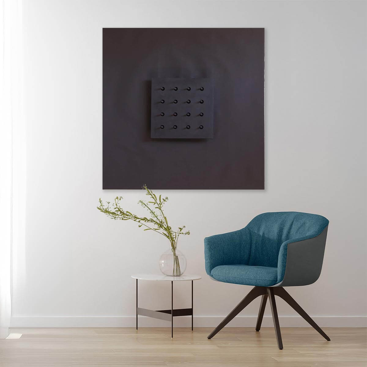 Premium Black Floral Steel Canvas Wall Art - Elegant Home Decor for Living Room, Bedroom & Office