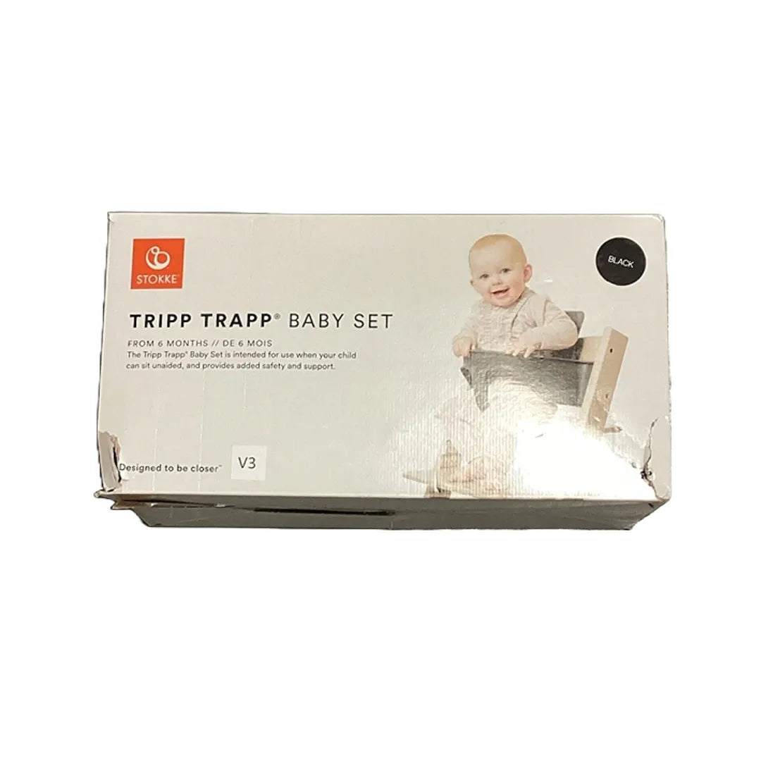 Tripp Trapp Baby High Chair Set - Adjustable & Ergonomic Black Wooden Chair for Toddlers | Perfect for Dining, Feeding & Learning at Home