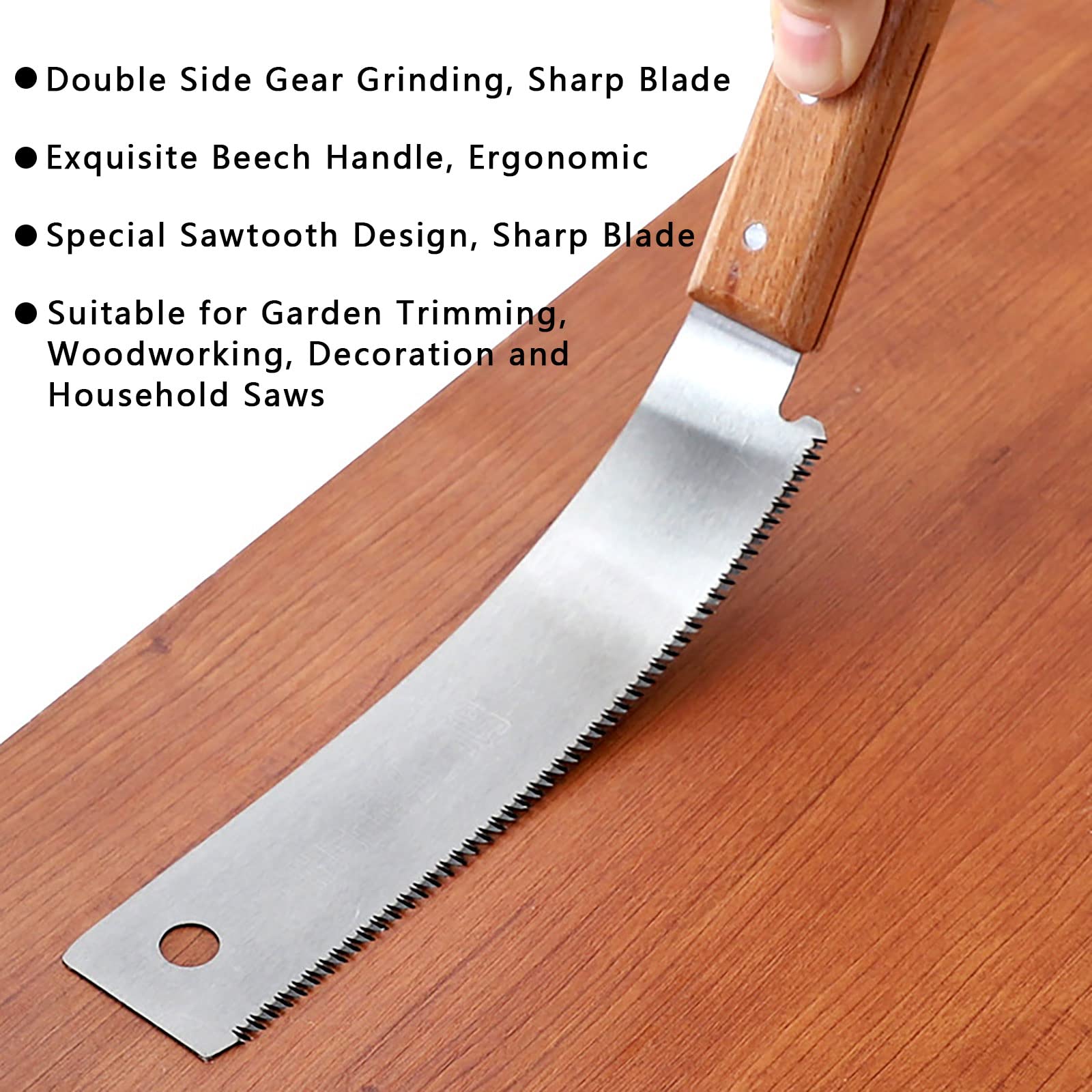 12 Inch Small Hand Saw - Flush Cut Trim Saw with Single Sided Teeth & Wooden Handle for Woodworking, DIY Projects, Home Decoration and Household Use - Perfect for Precise Cutting, Trimming and Crafting