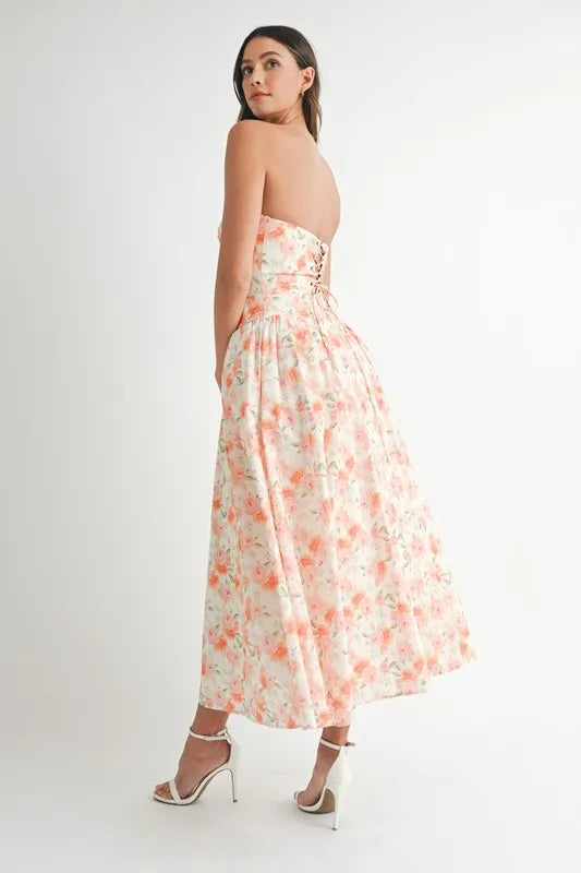 Floral Printed Midi Summer Dress for Women - Lightweight Flowy A-Line Sundress with Pockets, Beach Vacation & Casual Outfit