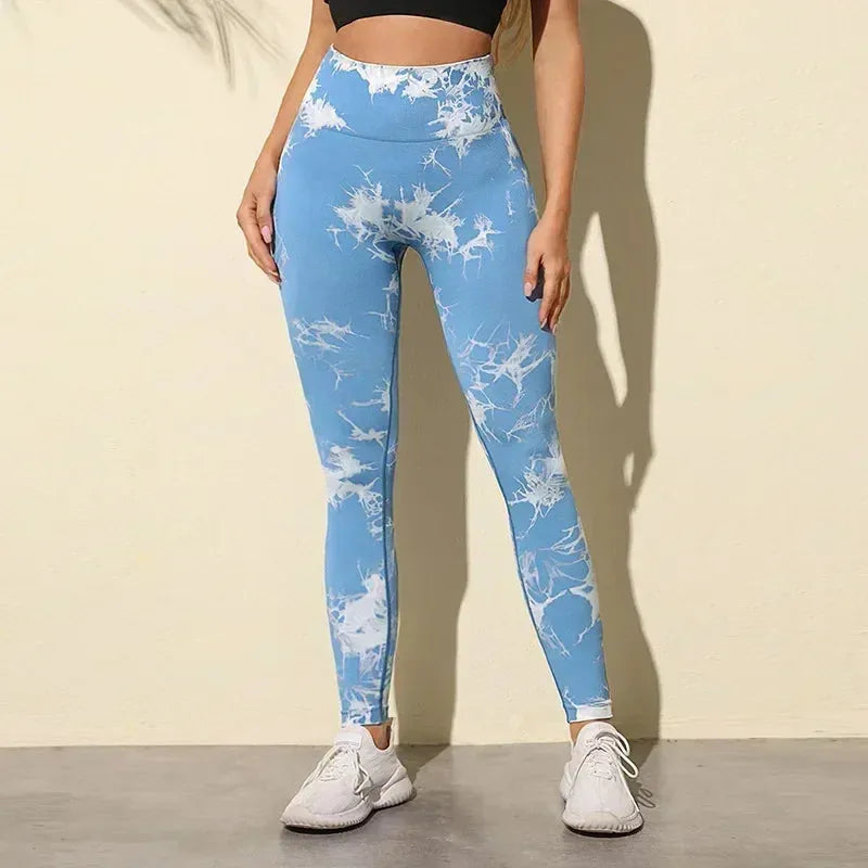 Tie Dye Yoga Pants for Women - High Waist Seamless Workout Leggings with Push Up Effect - Gym Running Fitness Tights - Perfect for Yoga, Pilates & Lounge Wear