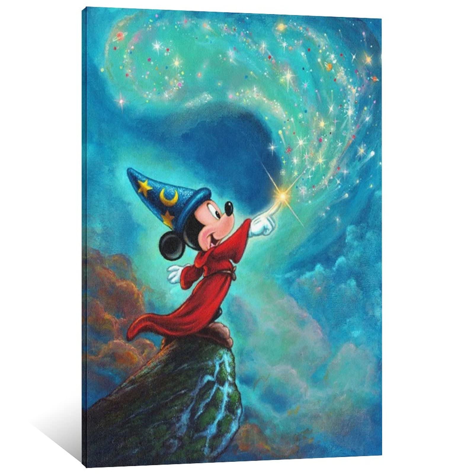 LIINH Cartoon Mickey Fantasia Poster - Vintage Disney Wall Art Decor for Living Room, Bedroom, Kids Room - Canvas Painting for Home & Office Decoration