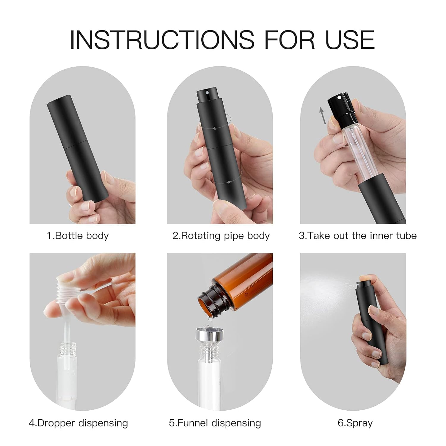 PiyuBind 10ml Portable Mini Perfume Atomizer Spray Bottle - 1 Pack Travel Refillable Perfume Sprayer for Women & Men, Twist Lock Design Matte Black - Perfect for Gym, Travel & On-the-Go Fragrance Touch Ups