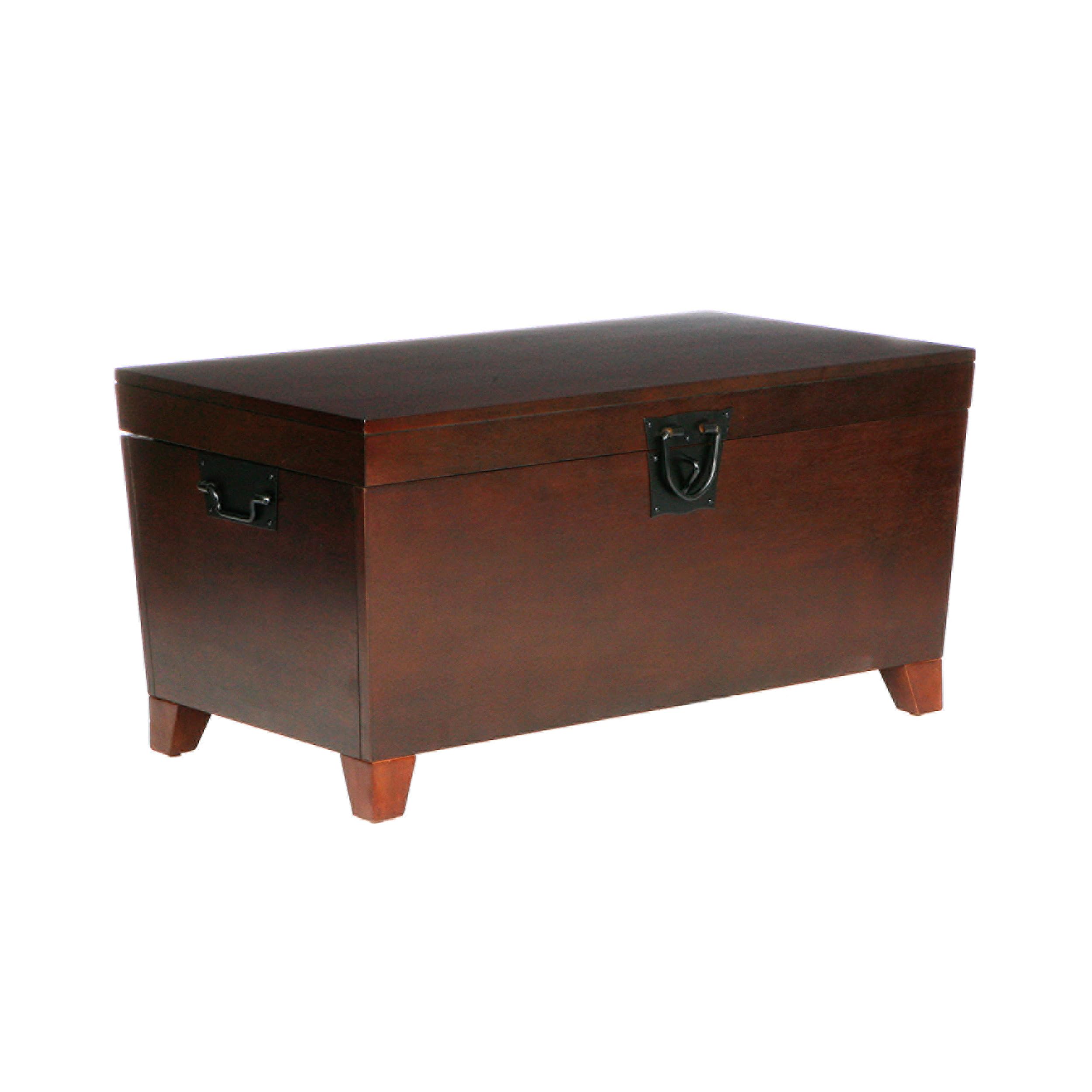 SEI Pyramid Storage Trunk Coffee Table - Espresso Brown Wooden Ottoman with Hidden Storage | Perfect for Living Room, Bedroom & Small Space Organization