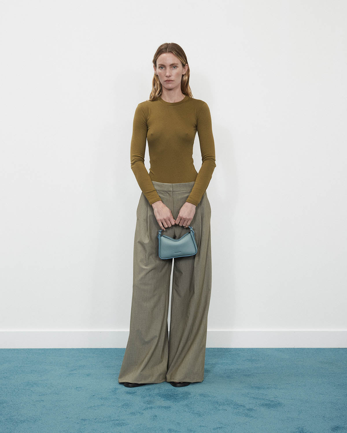 Mini Clementine Bag in Baby Blue Pebbled Leather - Stylish Crossbody Purse for Women, Perfect for Daily Use, Travel & Shopping