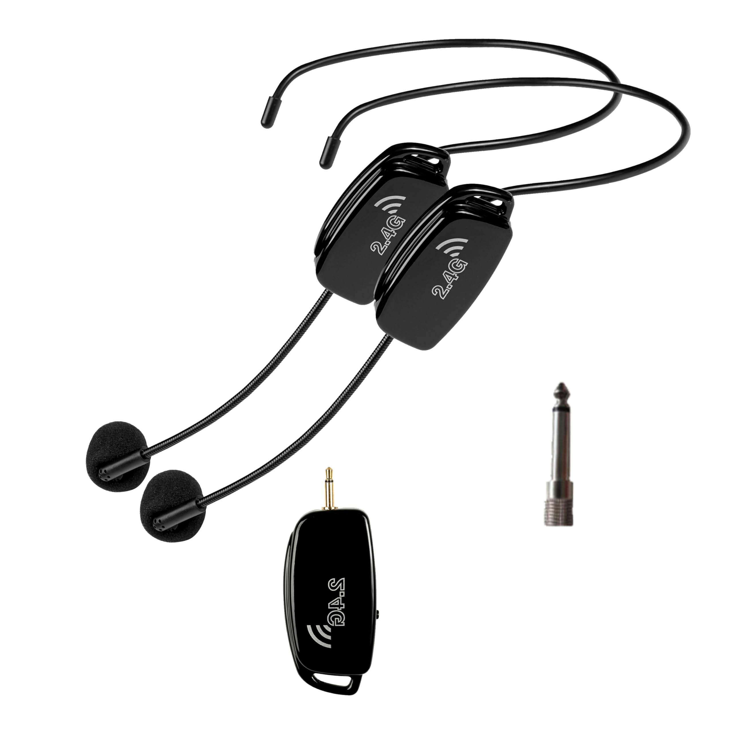 2.4G Wireless Microphone Headset - Dual Headset & Handheld Mic 2-in-1 System for Fitness Instructors, Public Speakers, Voice Amplification & PA Systems (Not Compatible with Phones/Bluetooth/Mac) - Perfect for Gyms, Classrooms & Outdoor Events