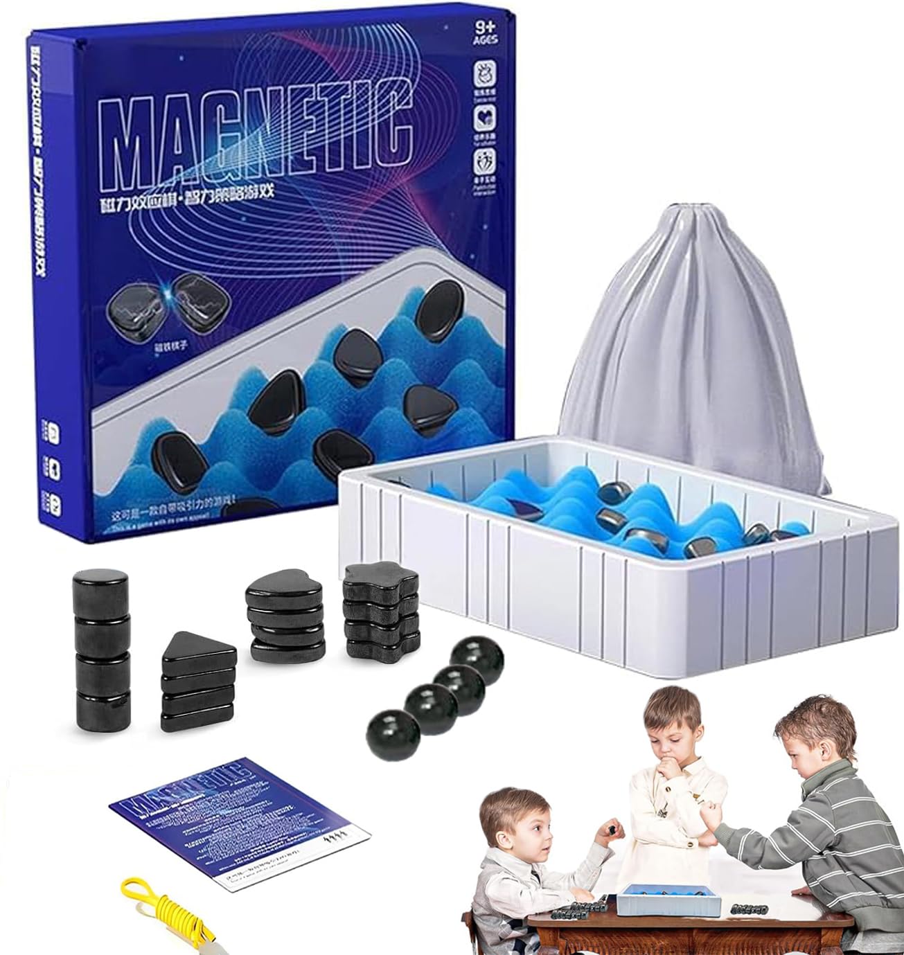 2024 Magnetic Board Game for Kids & Adults - Multiplayer Strategy Game with Magnetic Stones & Beads | Fun Family Tabletop Game for Parties, Travel & Indoor Activities