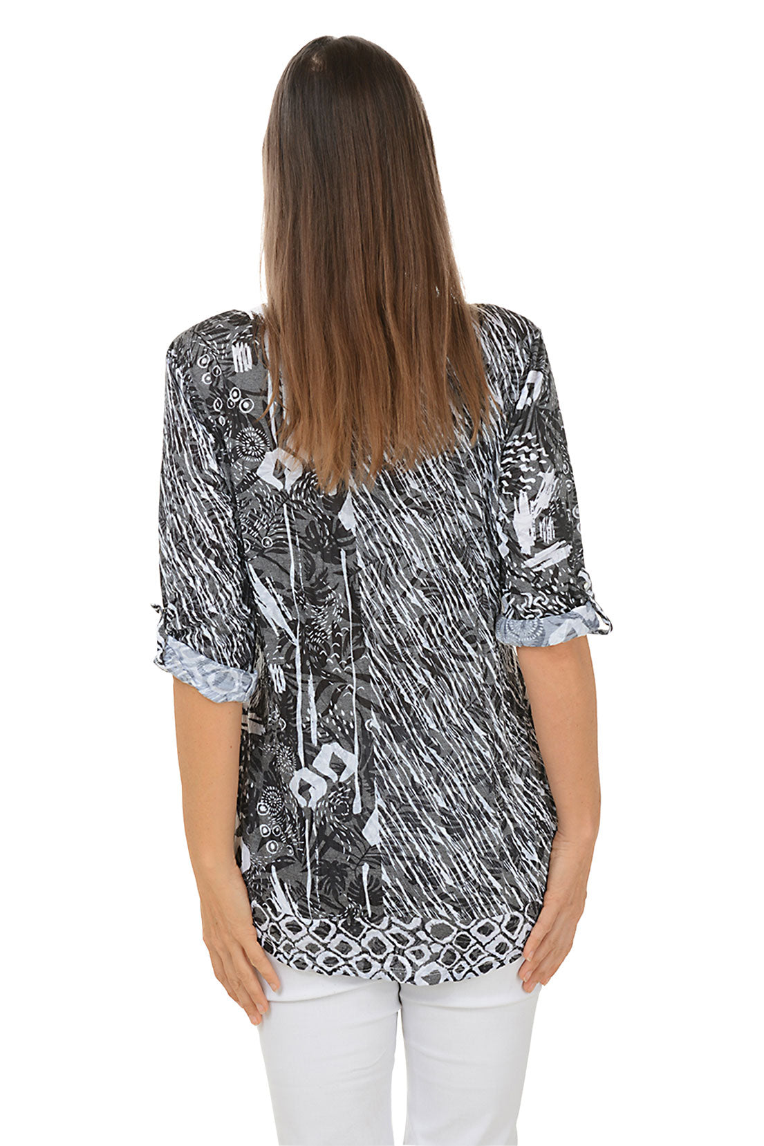 Women's Dandelion Print V-Neck Crinkle Blouse - Flowy Boho Chic Tunic Top for Casual Wear & Summer Outfits