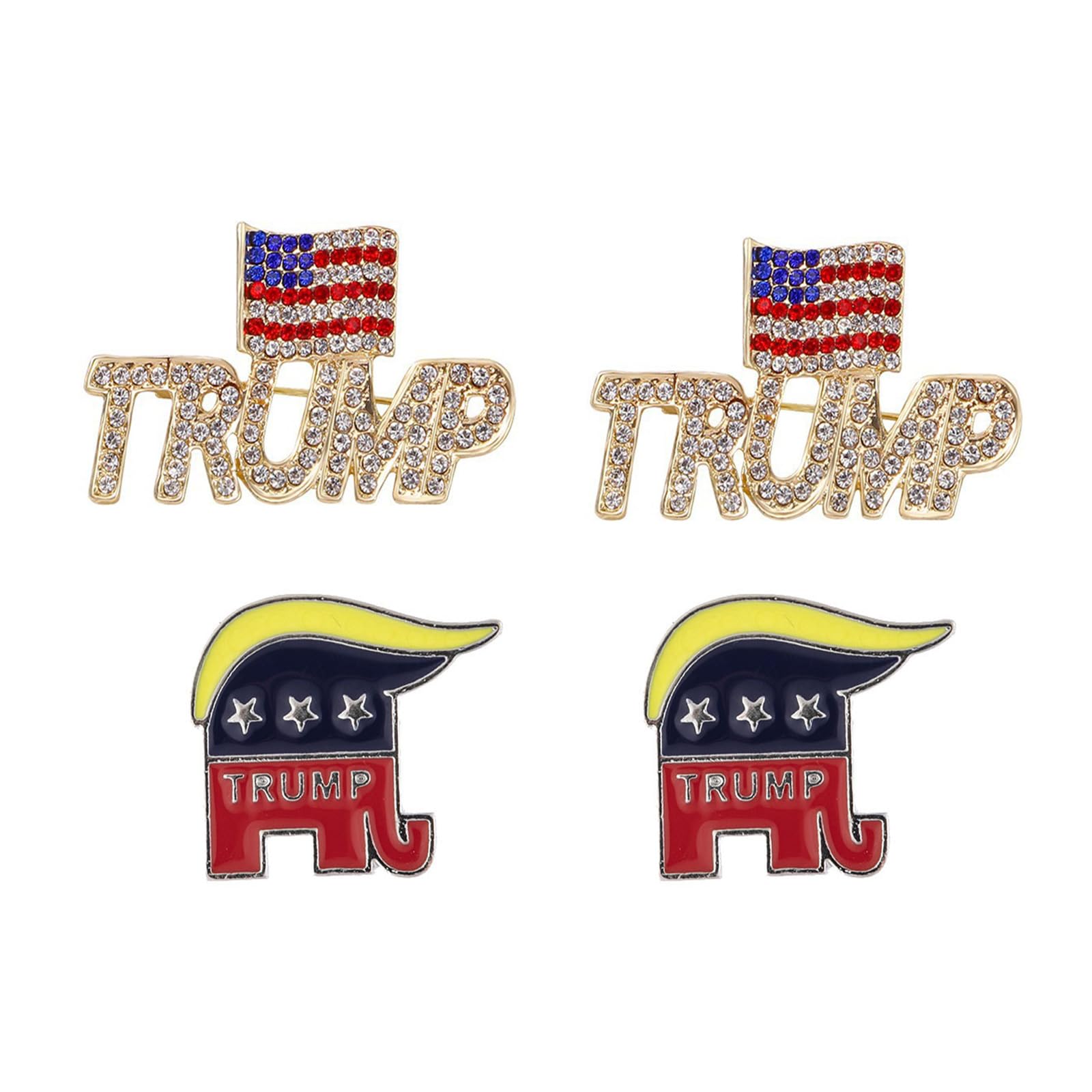Trump Lapel Pins 2024 - Rhinestone & Enamel Pins for Women, Jackets & Hats - Blue Set