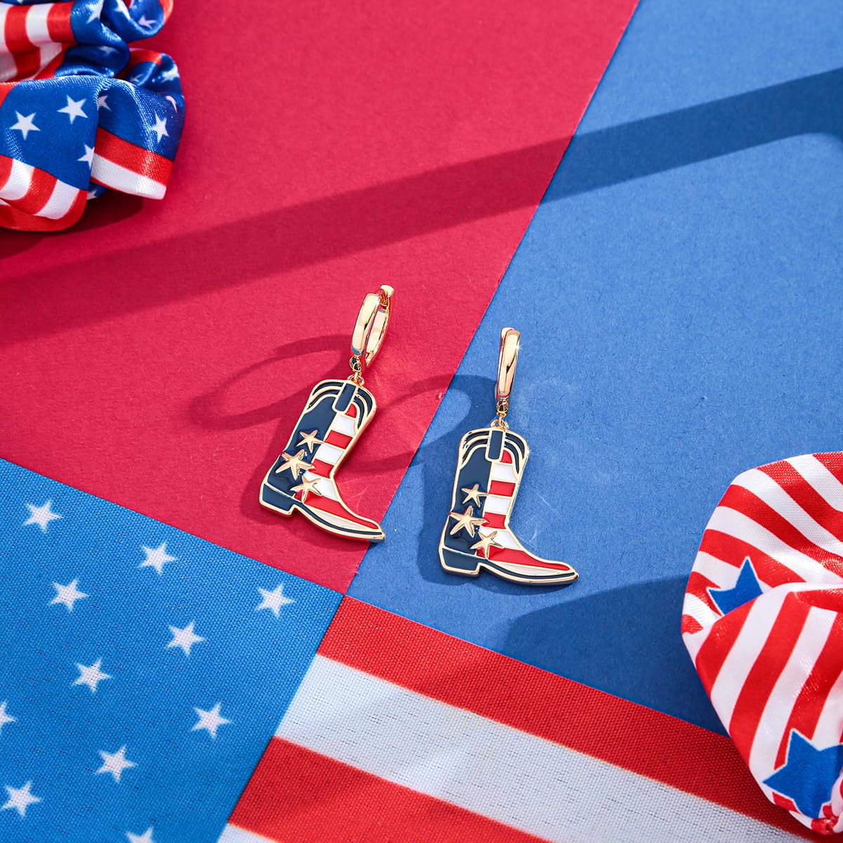 Patriotic 4th of July Earrings for Women - Red White & Blue Dangle Earrings with American Flag Design - Perfect Independence Day Gift for Parties, BBQs & Festive Celebrations