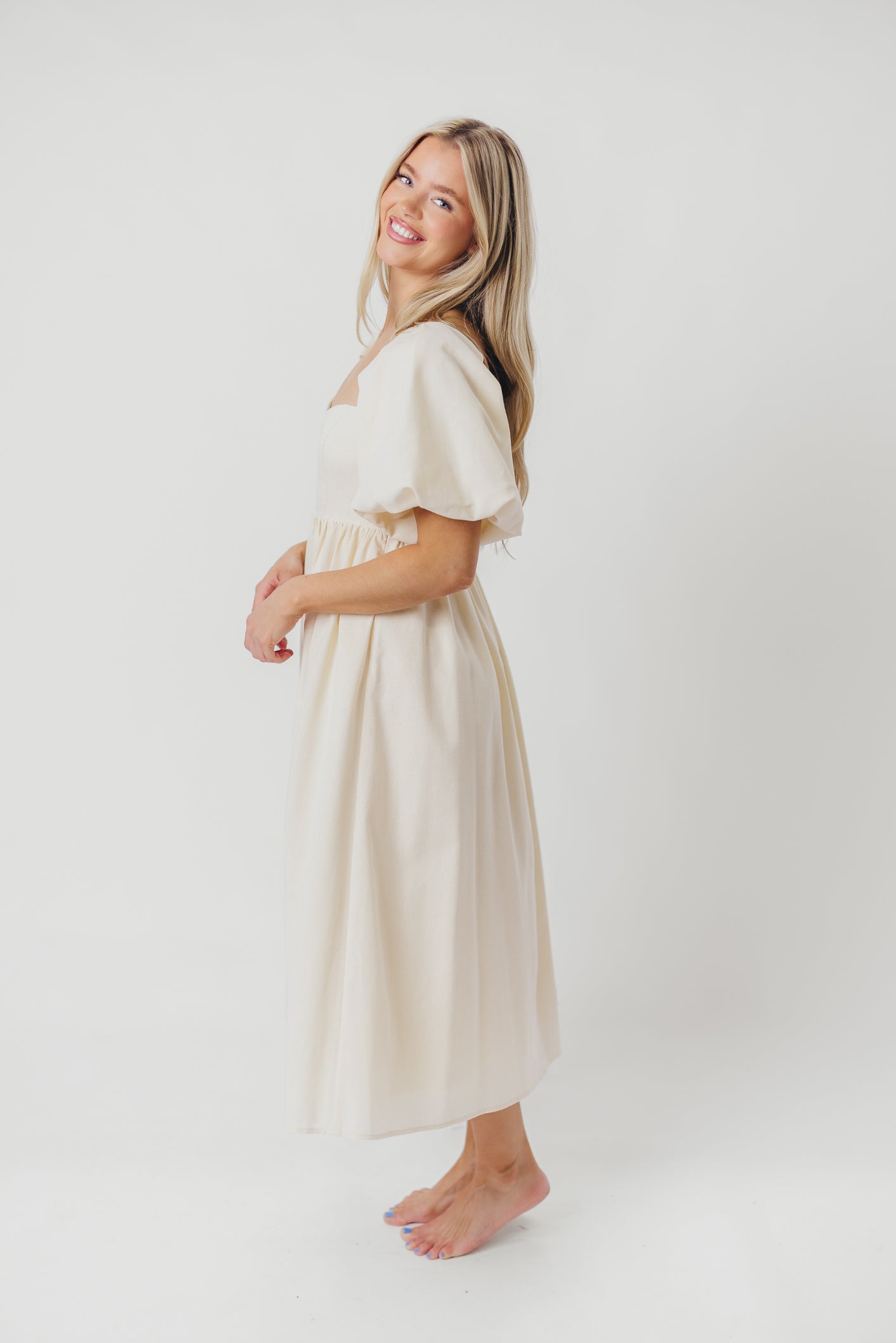 Hamilton Ivory Midi Dress - Bump Friendly Maternity Dress for Pregnancy & Nursing | Perfect for Weddings, Parties & Special Occasions