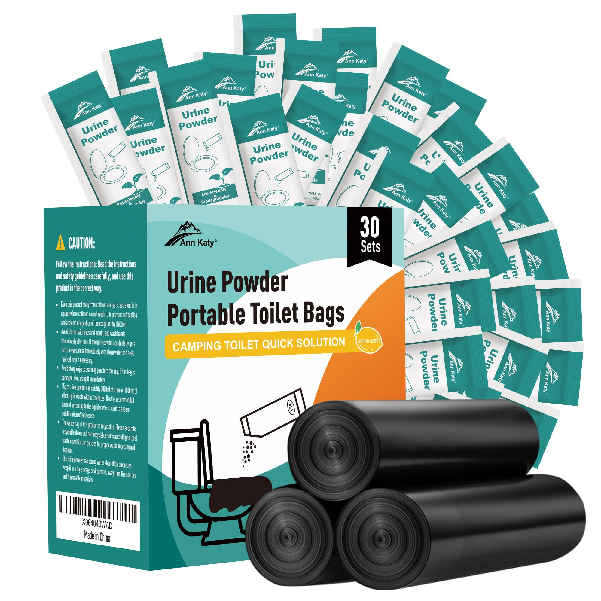 8 Gallon Portable Toilet Bags with Drawstring - Leak-Proof Camping Toilet Waste Bags for Hiking, Travel, Emergency & Outdoor Activities - Ideal for Camping Trips, Road Trips & Disaster Preparedness Kits