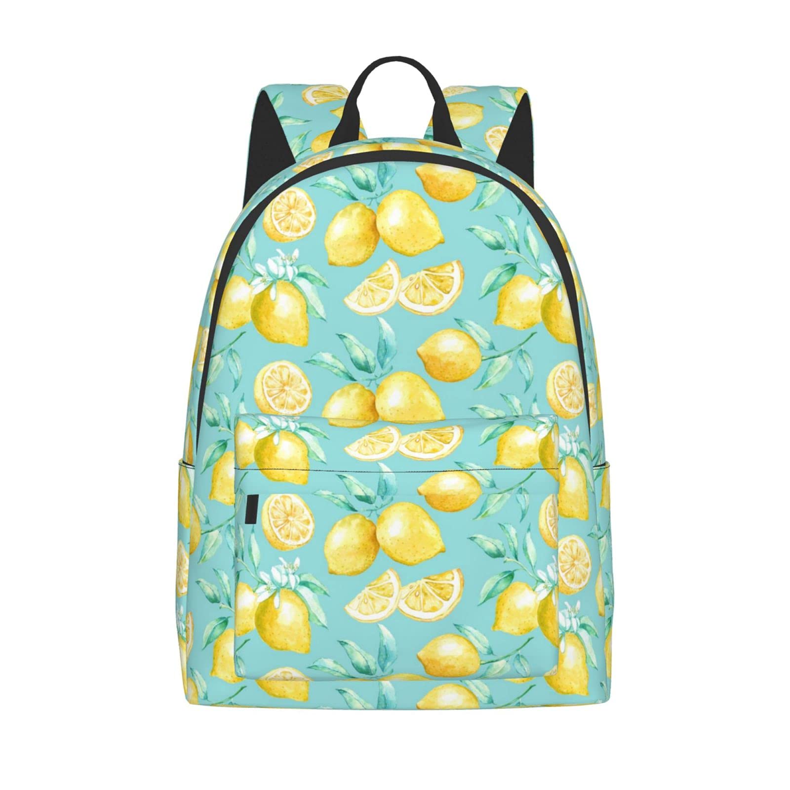 16 Inch Yellow Lemon Print Laptop Backpack - Waterproof School Bookbag, Travel Daypack & Shoulder Bag for Women & Men - Perfect for College, Work, Hiking & Daily Commute