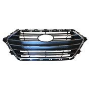 2017-2018 Hyundai Elantra Front Upper Bumper Grille - 1PC Silver Trim Black Replacement Part by AutoModed | Perfect for Car Customization & Performance Upgrades