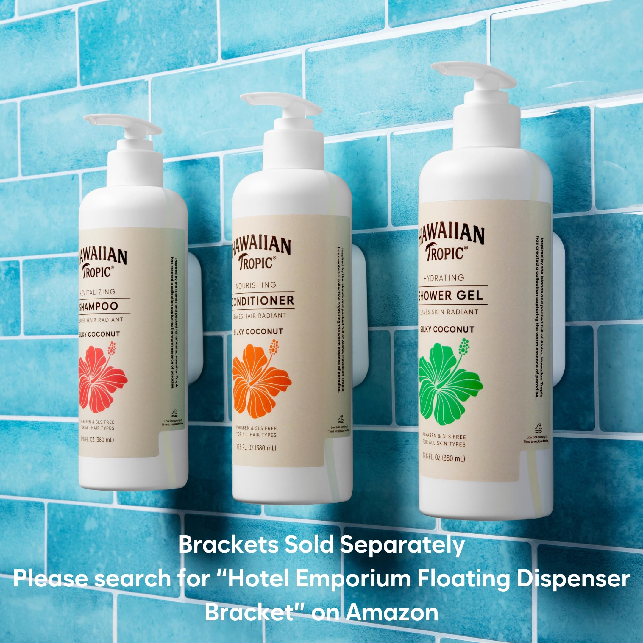 Hawaiian Tropic Hydrating Shower Gel & Body Wash - 5 Pack (380ml Each) | Silky Coconut Scent | Sulfate Free & Paraben Free | Bulk Size for Hotels, Airbnb & Guest Bathrooms | Perfect for Travel, Vacation & Spa Days
