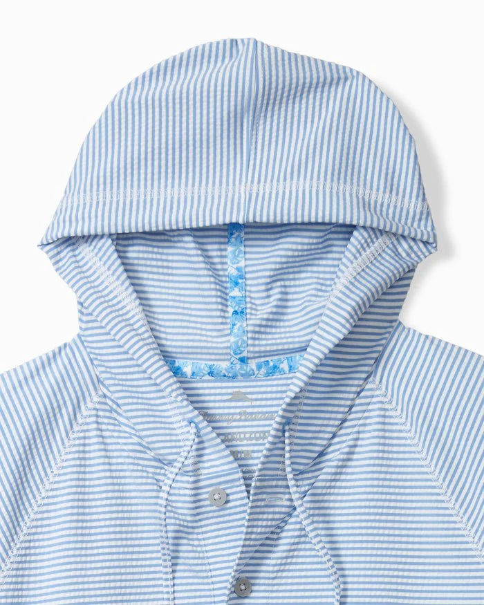 Cabo Blue Costa Wave Starboard Stripe Hoodie - Comfortable Pullover Sweatshirt for Men & Women - Perfect for Surfing, Beach Outings, and Casual Wear