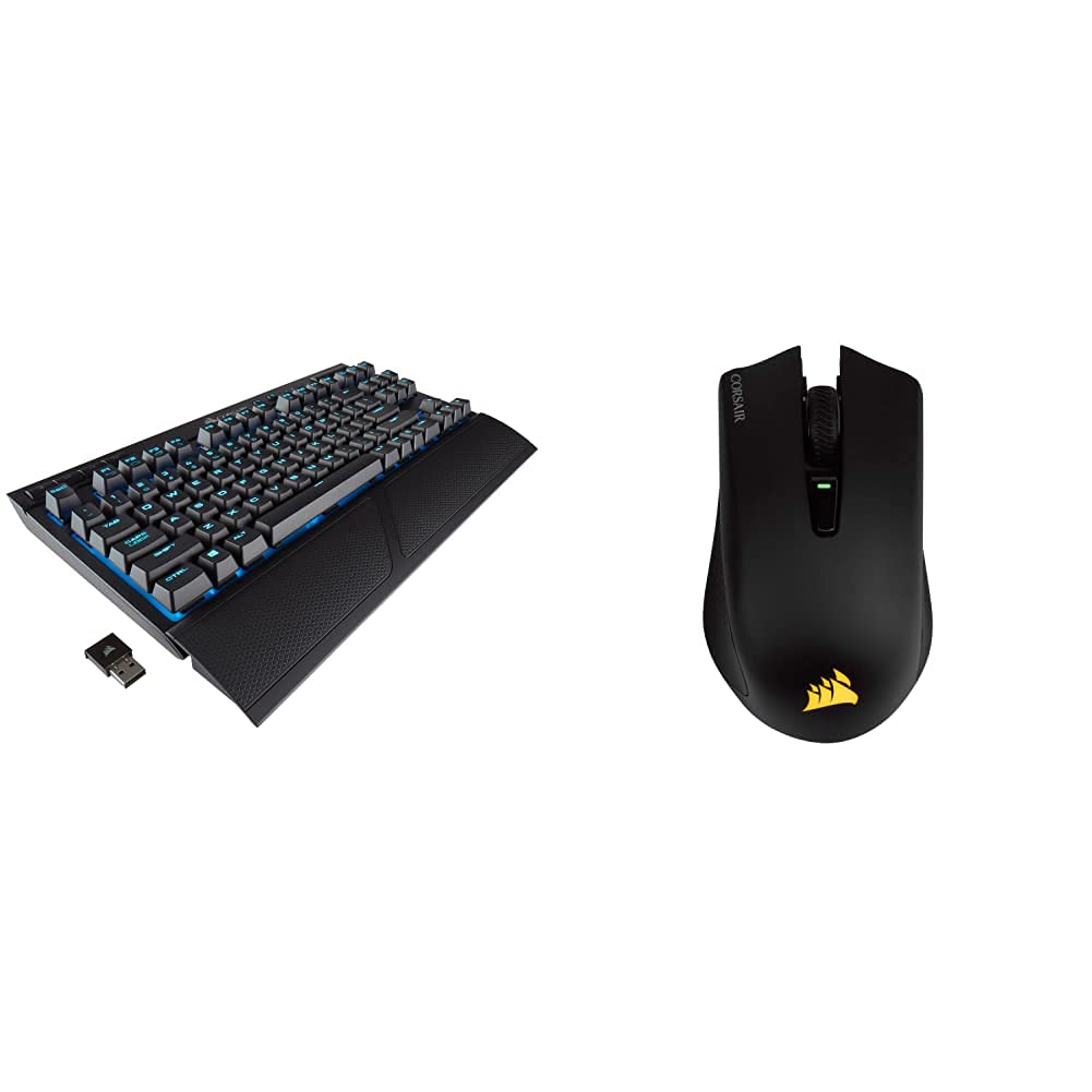Corsair K63 Wireless Special Edition Mechanical Gaming Keyboard with Cherry MX Red Switches & Harpoon RGB Wireless Gaming Mouse - Slipstream Technology, 10,000 DPI Optical Sensor, Rechargeable - Perfect for PC Gaming, Esports, and Home Office Setup