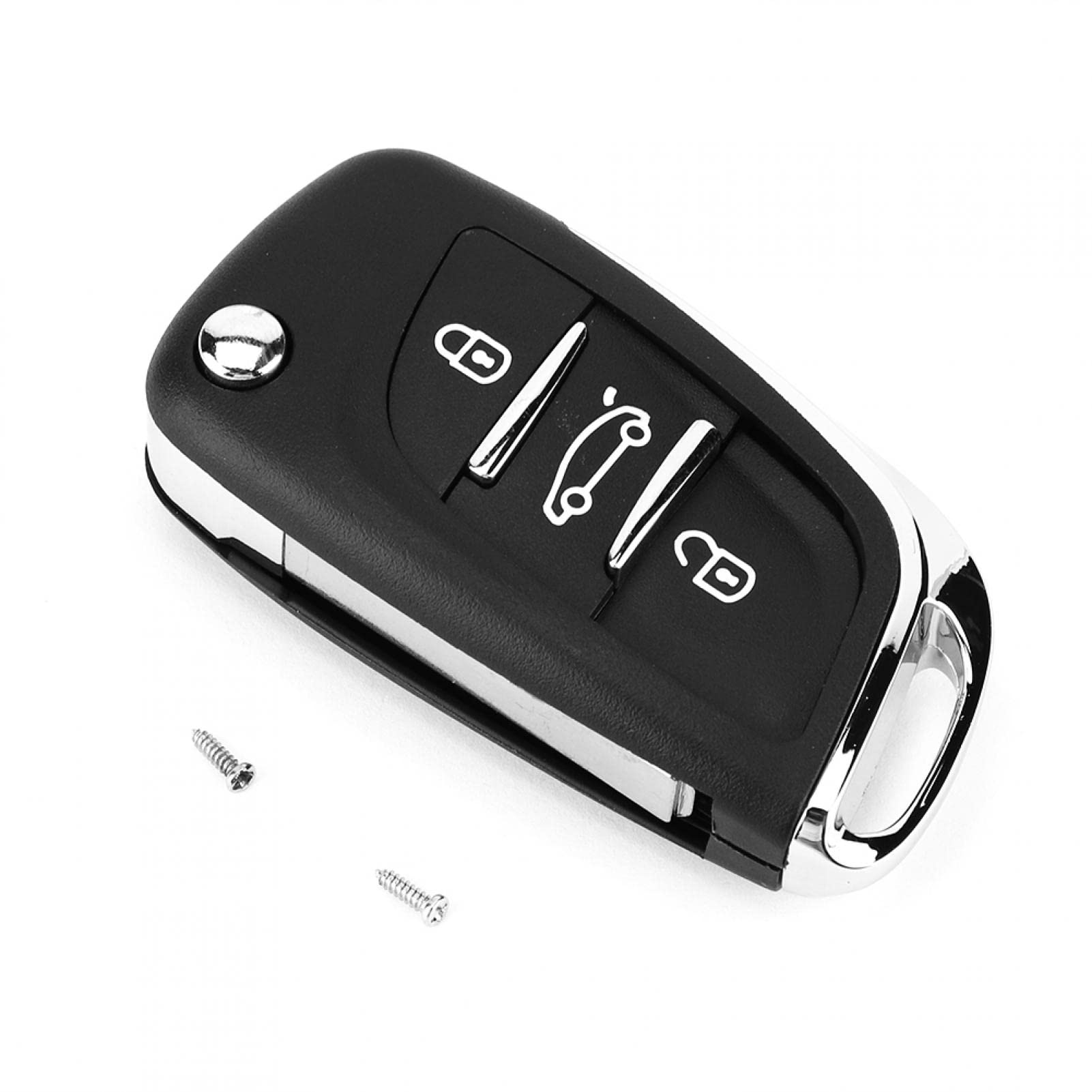 Peugeot Partner 306 407 ABS Black 3-Button Key Fob Case - Durable Flip Remote Key Cover Shell for Car Smart Key Protection | Perfect for Daily Use & Wear Resistance