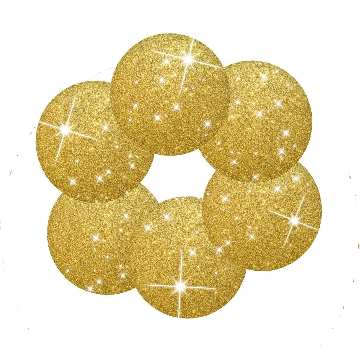 6-Pack Gold Glitter Sparkle Placemats Set - 15.4 Inch Round Sequined Table Mats for Kitchen, Kids, Christmas, Wedding Party Decor - Waterproof & Easy to Clean for Daily Use & Special Occasions