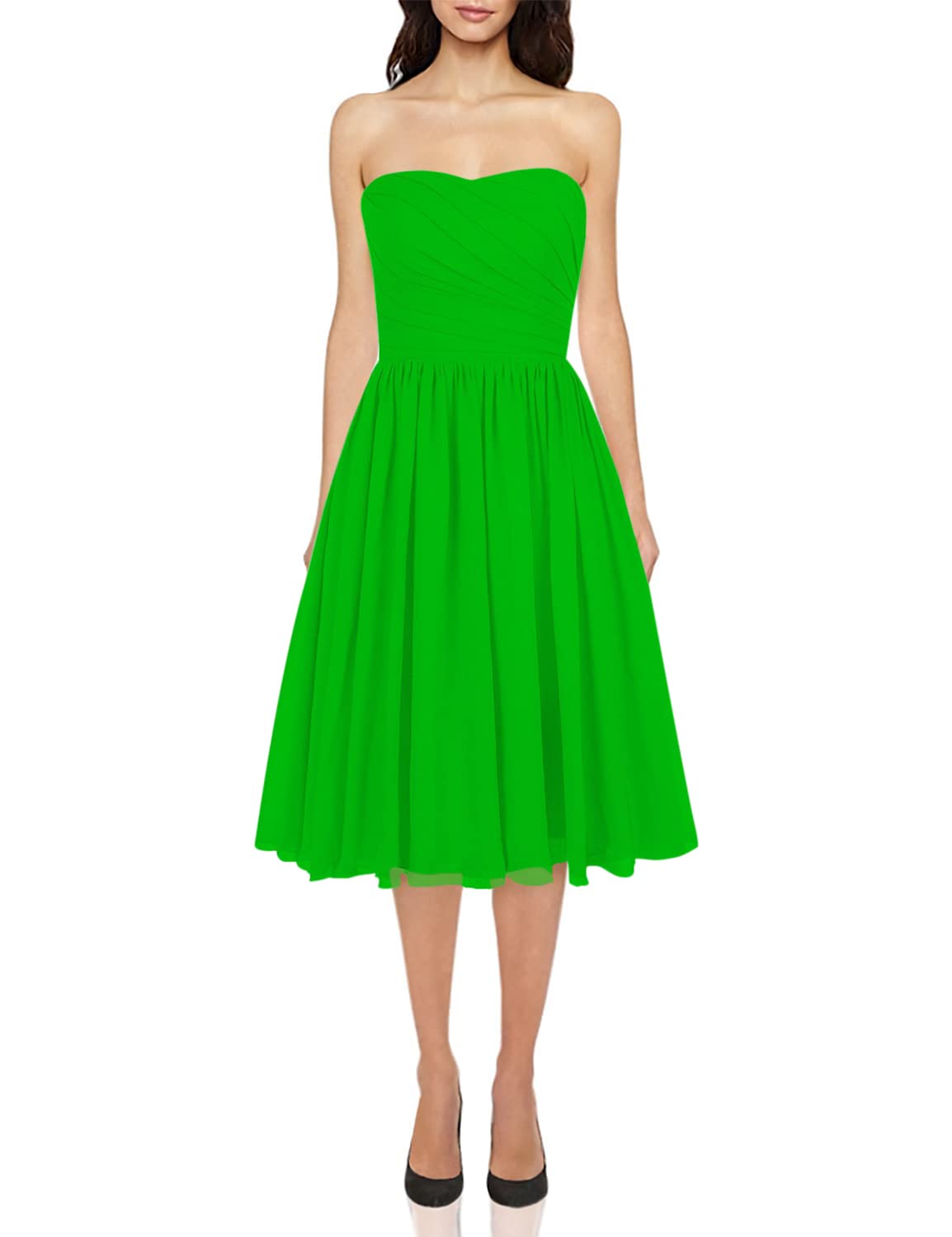 JAEDEN Short Chiffon Strapless Bridesmaid Dresses - Elegant Wedding Guest & Prom Dresses for Bridal Party, Formal Events & Special Occasions