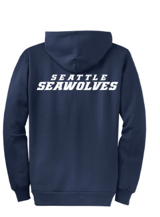Seawolves Rugby Navy Blue Full Zip Hoodie Sweatshirt - Men's Athletic Pullover for Training, Games & Casual Wear