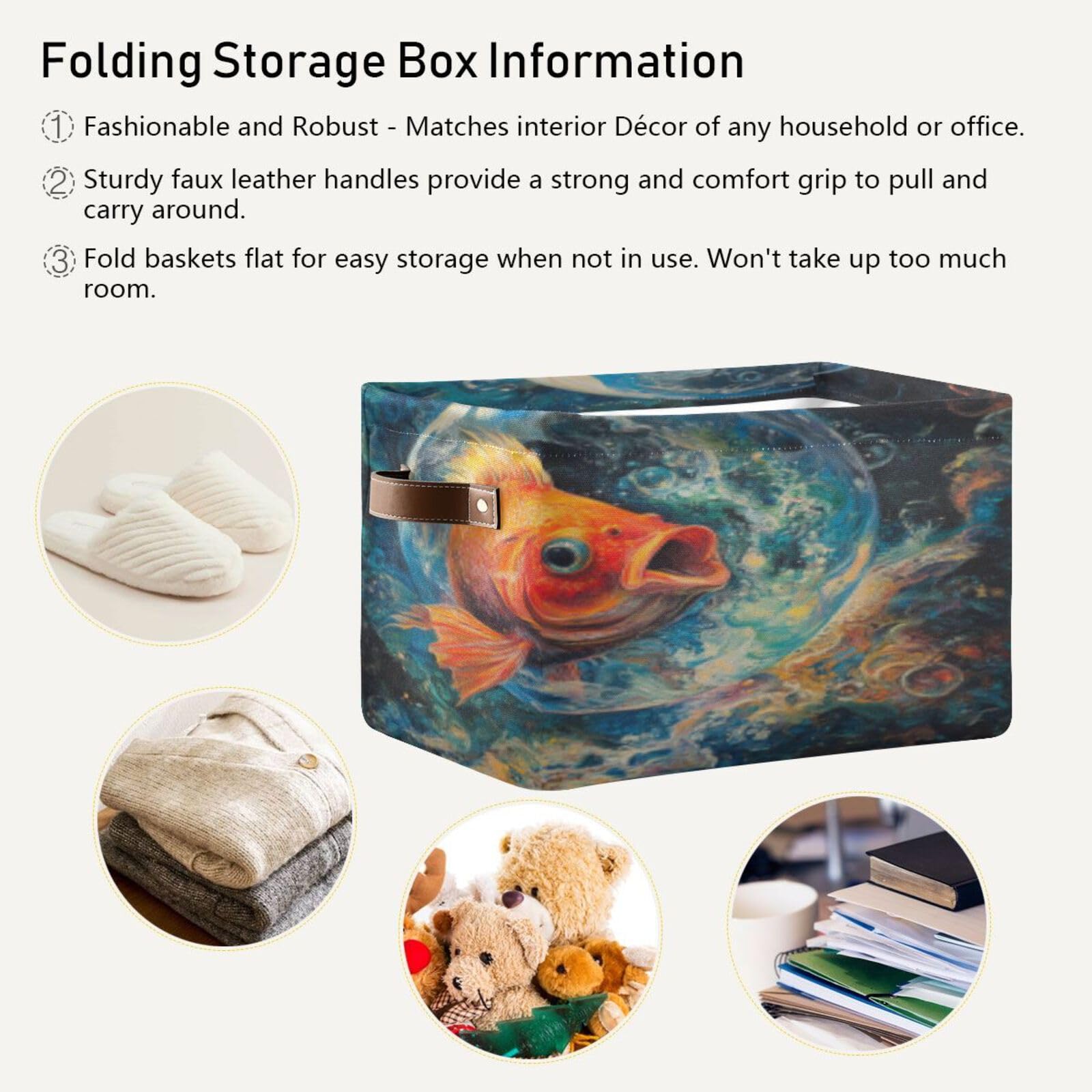 Large Fabric Storage Bins with Handles - Collapsible Organizer for Clothes, Toys & Home
