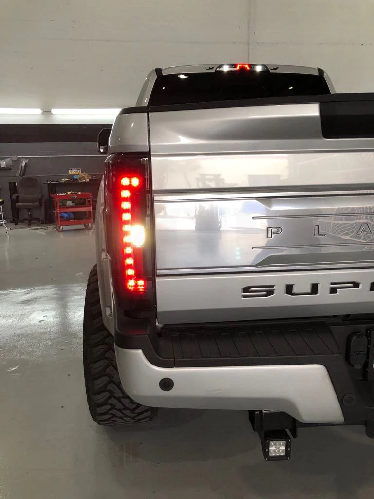 Ford Super Duty F250 F350 F450 F550 2017-2019 LED Tail Lights - Smoked OLED Replacement for OEM - Upgrade Your Truck Lighting for Night Driving & Enhanced Visibility