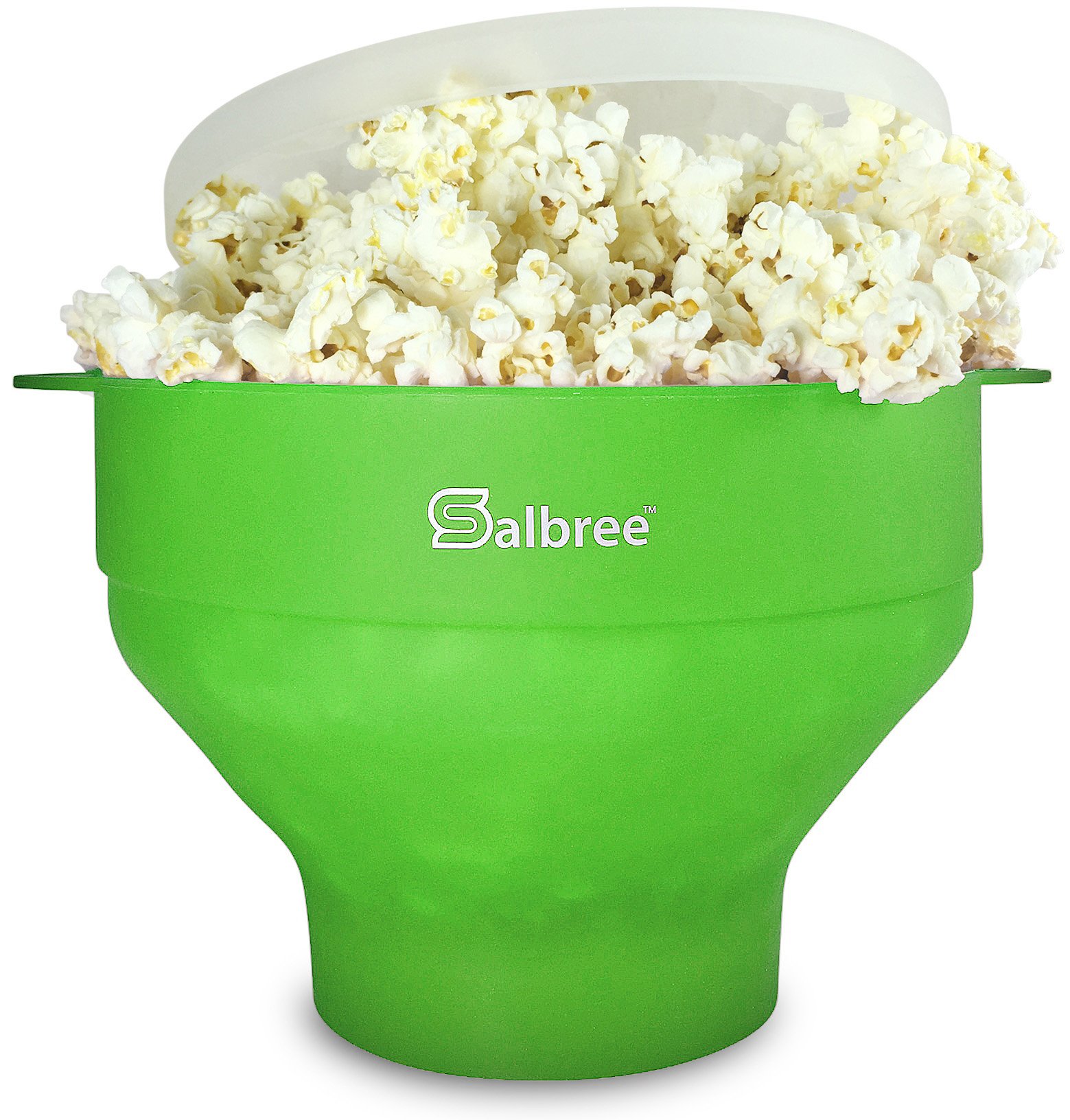 Original Salbree Microwave Popcorn Popper - Silicone Collapsible Popcorn Maker Bowl for Healthy Snacking - Oil-Free Hot Air Popper with Multiple Color Options (Green) - Perfect for Movie Nights, Parties & Office Snacks