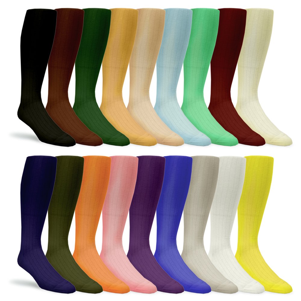 Premium Solid Color Over-The-Calf Dress Socks for Men - 6-Pack Bundle - Comfortable Business & Golf Socks for Work, Office & Sports