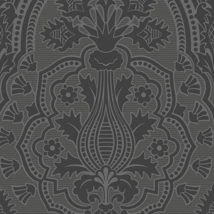 Cole & Son Pugin Palace Flock Grey Damask Wallpaper - Elegant Home Decor for Living Room, Bedroom & Dining Room