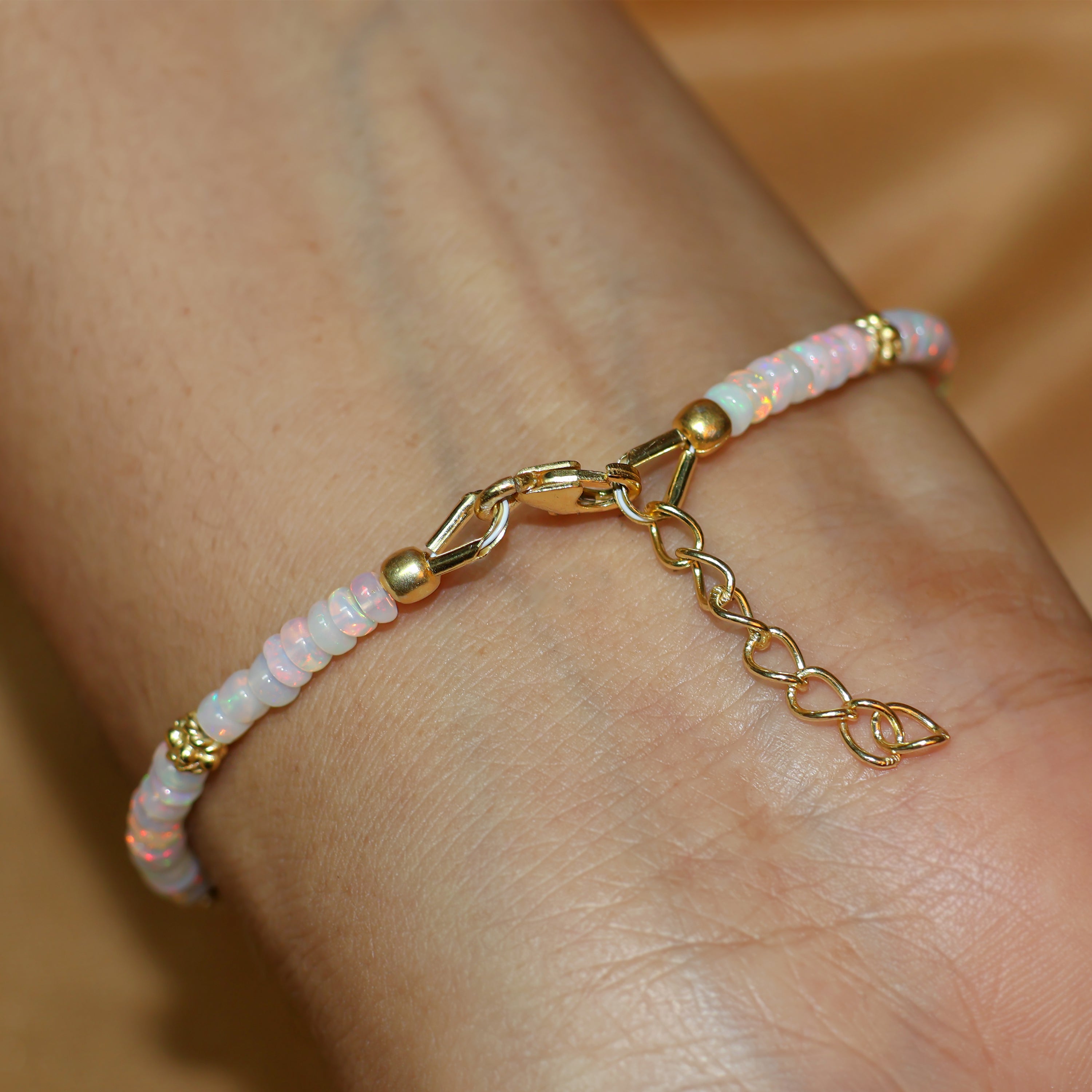 Natural White & Lavender Fire Opal Beaded Bracelet - Handmade Gemstone Jewelry for Women, Boho Chic Accessory for Everyday Wear & Special Occasions