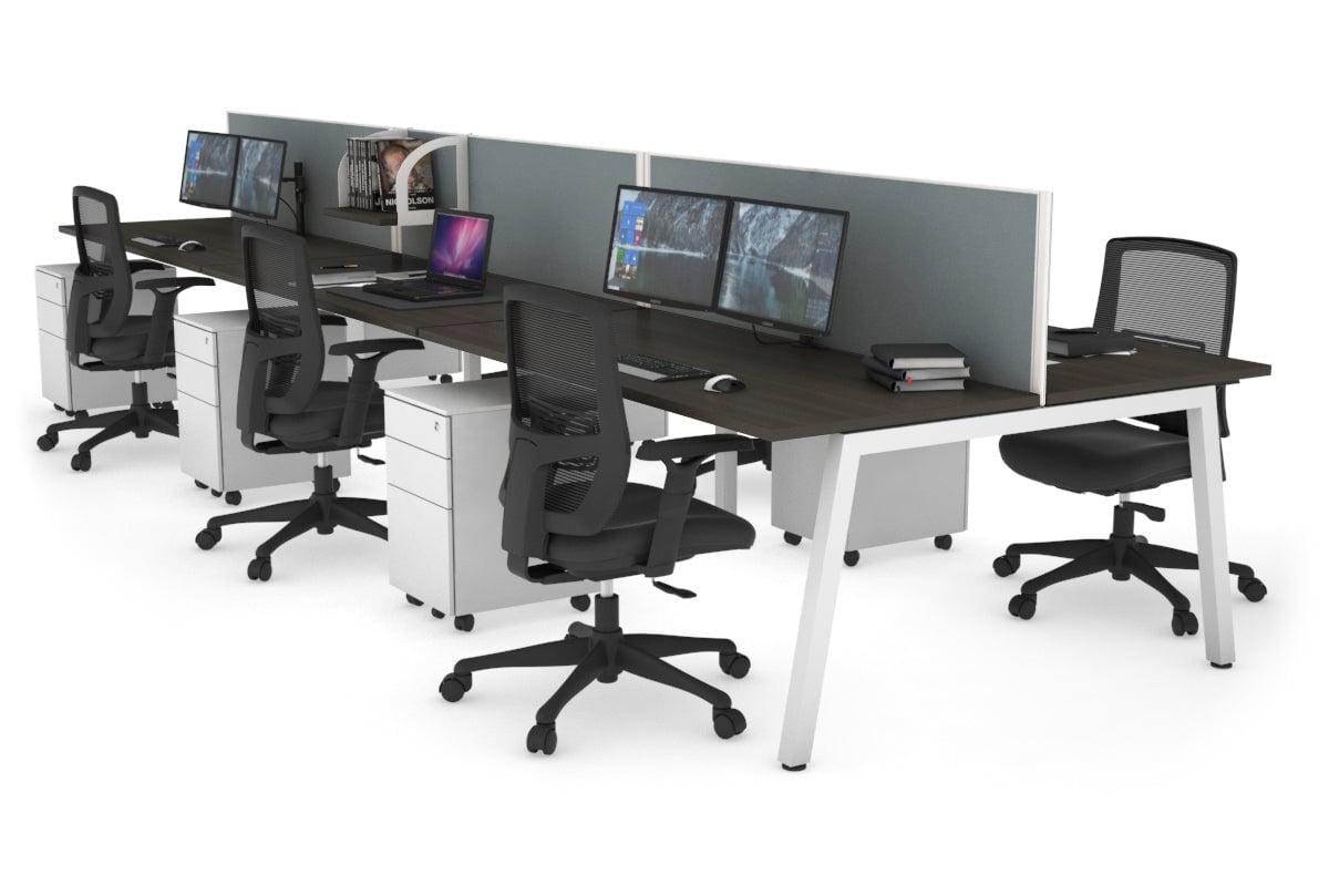 6-Person Office Workstation Desk - 1800L x 700W Dimensions - Ideal for Collaborative Workspaces & Team Projects