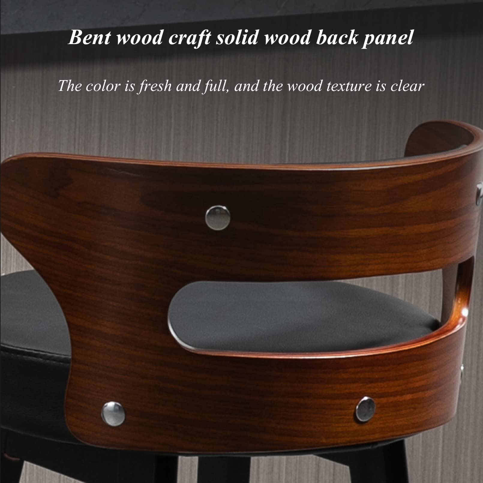 2-Pack Faux Leather Bar Stools with Wooden Legs - Farmhouse Style Kitchen & Dining Chairs for Home, Bistro & Coffee Shop - Comfortable Upholstered Counter Height Stools for Breakfast Nook, Kitchen Island & Cafe Seating