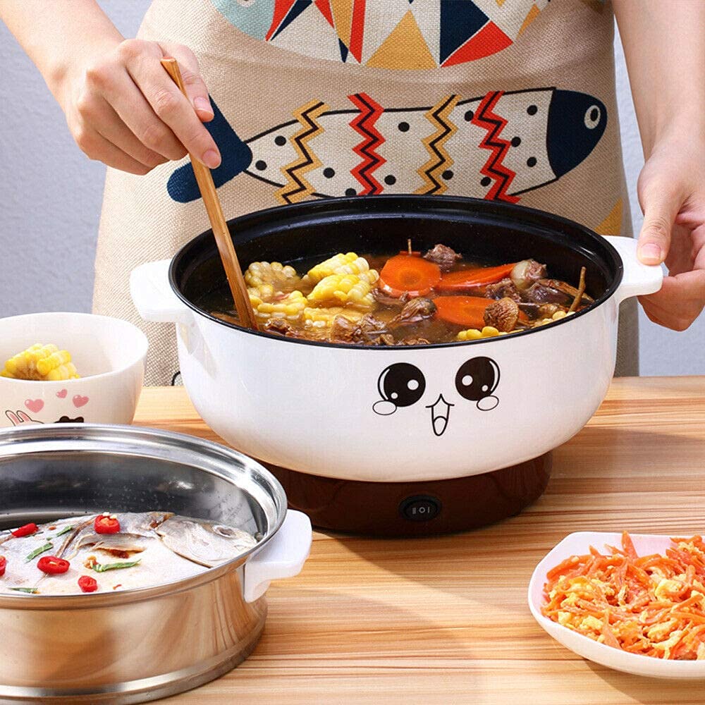 2.8L 4-in-1 Electric Multi-Cooker with Lid & Steamer - Non-Stick Skillet, Grill, Pot & Wok for Cooking Rice, Noodles, Soup, Stew, Steamed Fish & Boiled Eggs | Perfect for Small Kitchens, Dorms, Camping & Quick Meals