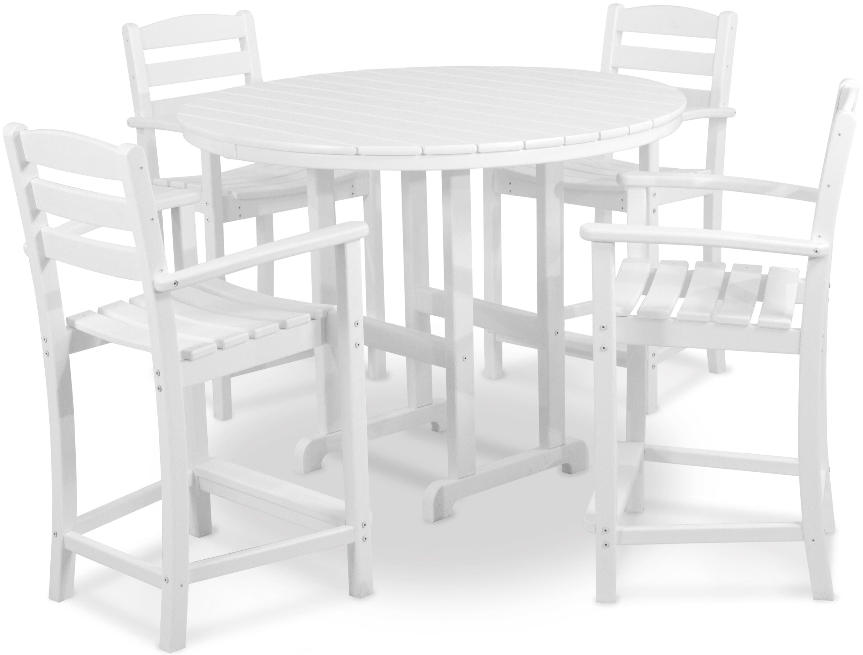 POLYWOOD La Casa Cafe 5-Piece Outdoor Counter Height Dining Set - Patio, Deck, Poolside Bistro Table and Chairs for Backyard, Garden, Restaurant