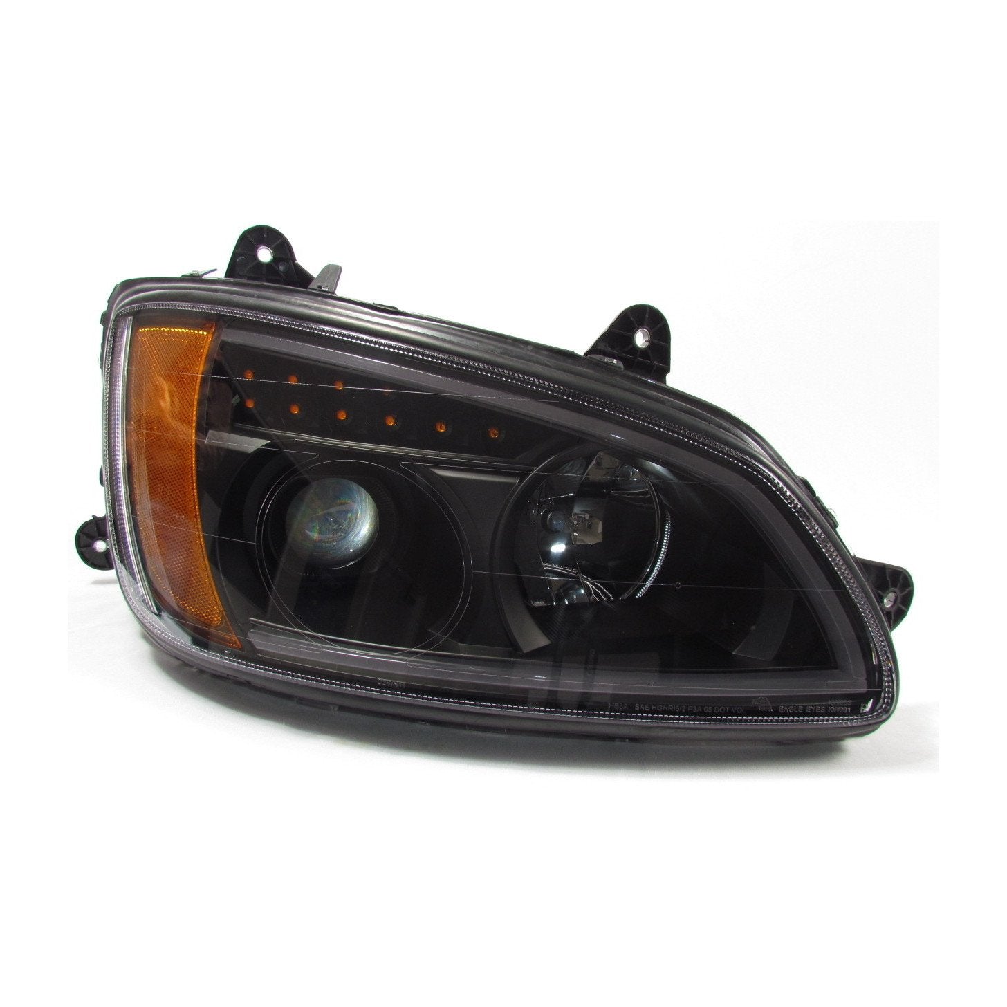 Kenworth T660 Black LED Projector Headlights with LED Bar Set - Left & Right Side for Enhanced Night Driving & Off-Road Visibility