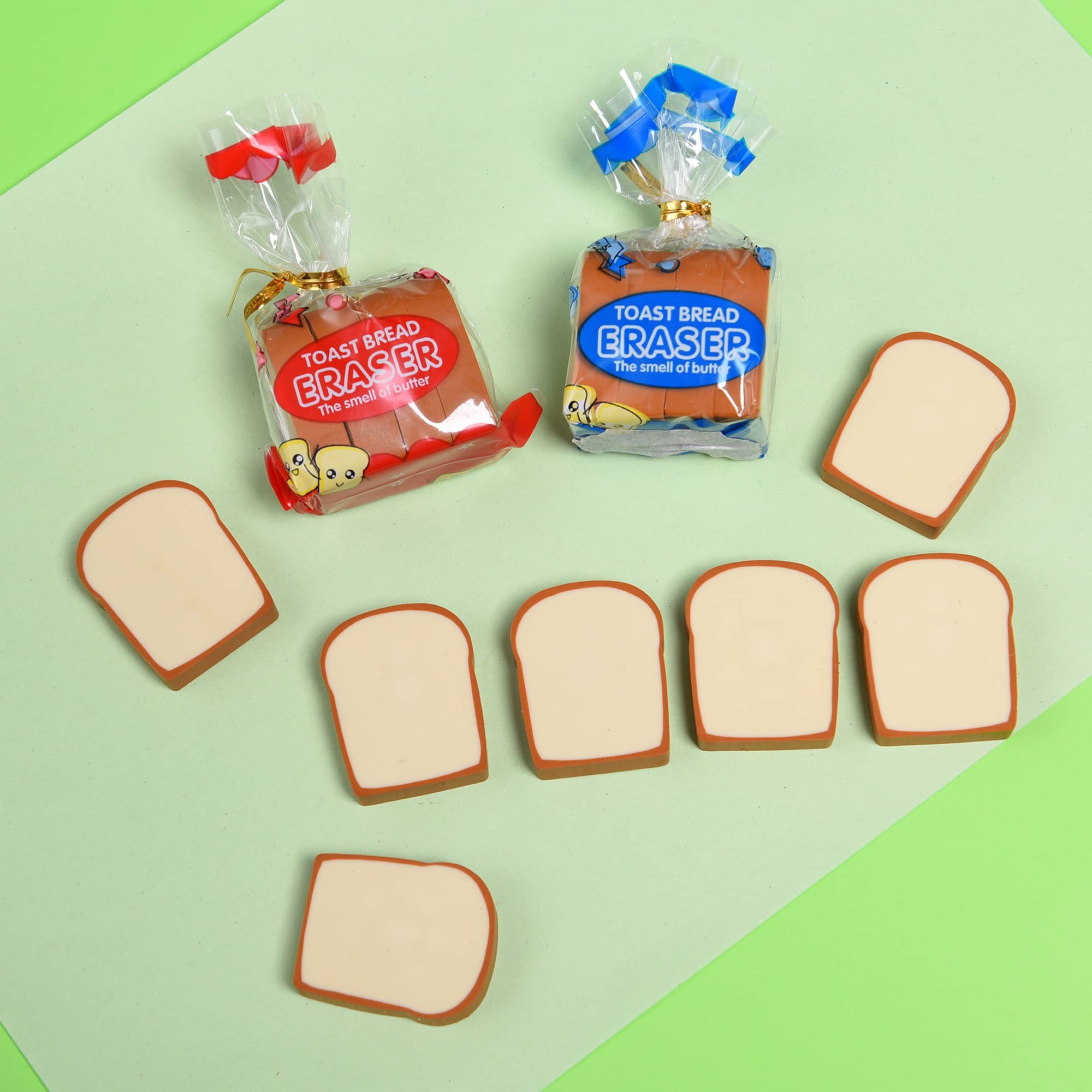 16Pcs Cute Bread Shaped Erasers for Kids - Fun Toast Design Pencil Erasers for School, Classroom Rewards & Party Favors - Perfect for Arts & Crafts, Back to School Supplies, and Teacher Gifts
