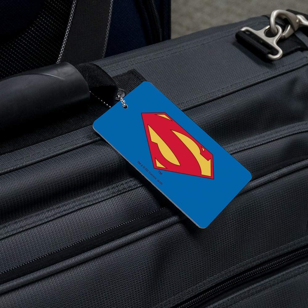 Superman New 52 Shield Logo Luggage Tag - Durable Suitcase ID Card for Carry-On Bags - Perfect for Travel, Cosplay, and Comic Book Conventions