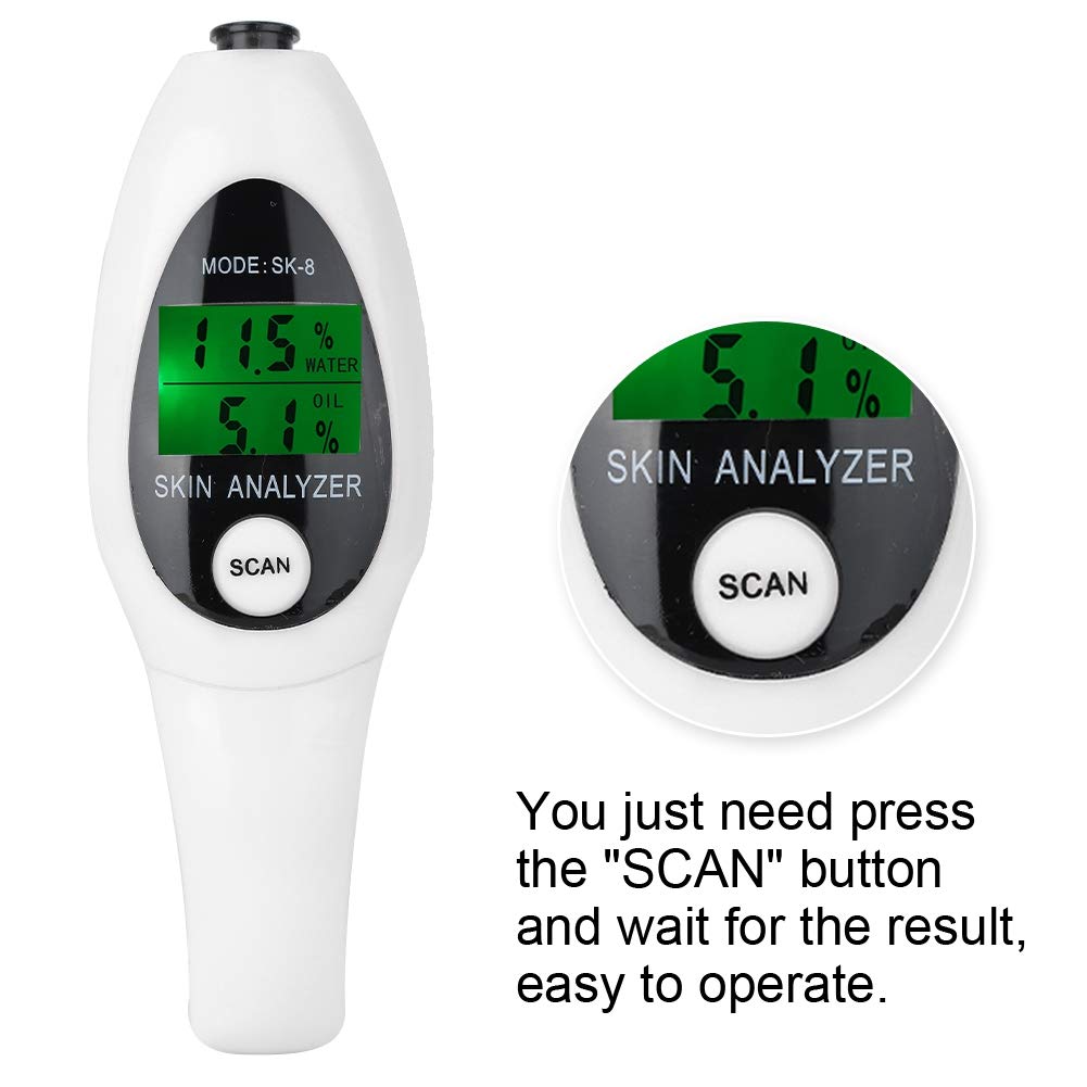 **Digital Skin Analyzer with LCD Display - High Sensitivity Moisture & pH Tester for Face Care | Home, Travel & Salon Use | Portable Skin Testing Device (White)**    *Usage Scenarios: Perfect for personal skincare routines, professional beauty salons, spa treatments, and on-the-go skin health monitoring during travel.*
