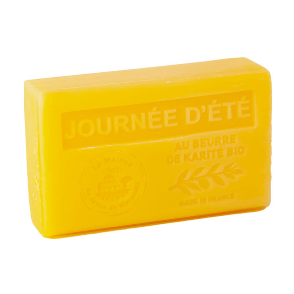 Maison Du Savon De Marseille - Organic Shea Butter French Soap Bar (125g) with Summers Day Fragrance | Natural Skin Care for Dry & Sensitive Skin | Perfect for Bath, Shower & Gift